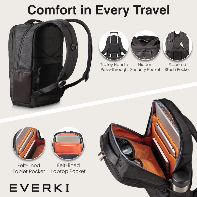 EVERKI Studio Slim Laptop Backpack for Men & Women, Lightweight & Softly Padded With Corner Protection, Trolley Handle, High Contrast Lining, Made of Recycled Materials (14 Liters Capacity) - Image 4